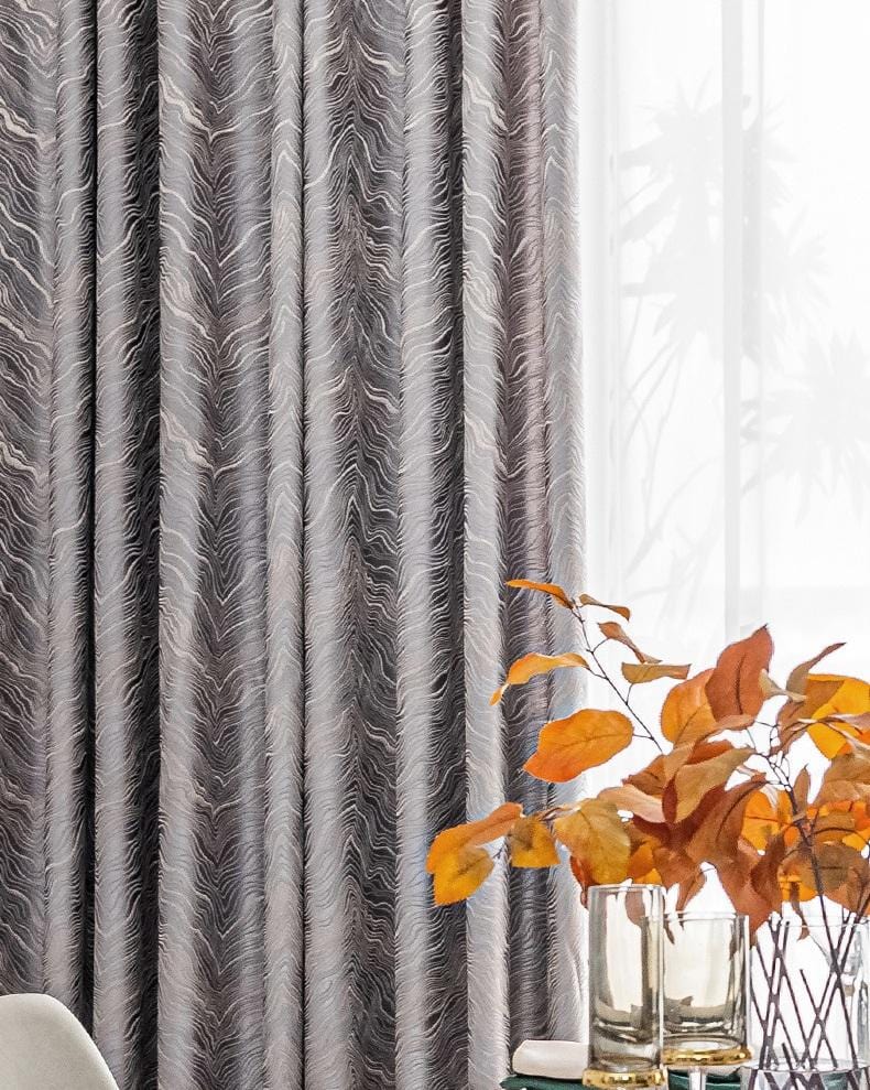 Heavy Modern Gray & Gold Drapes