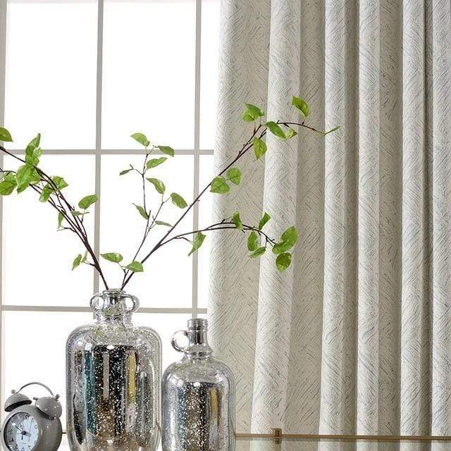 Heavy White Patterned Curtain